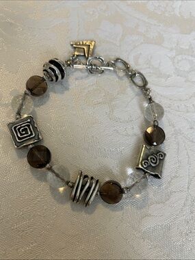 Silpada Brown & Clear Beaded Bracelet with Silver Accents